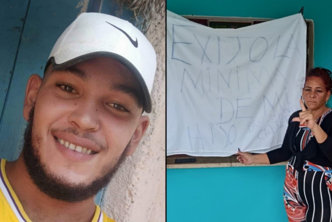 Brusnelvis Cabrera (izquierda), preso político cubano y su madre, Migdalia Gutiérrez (derecha).