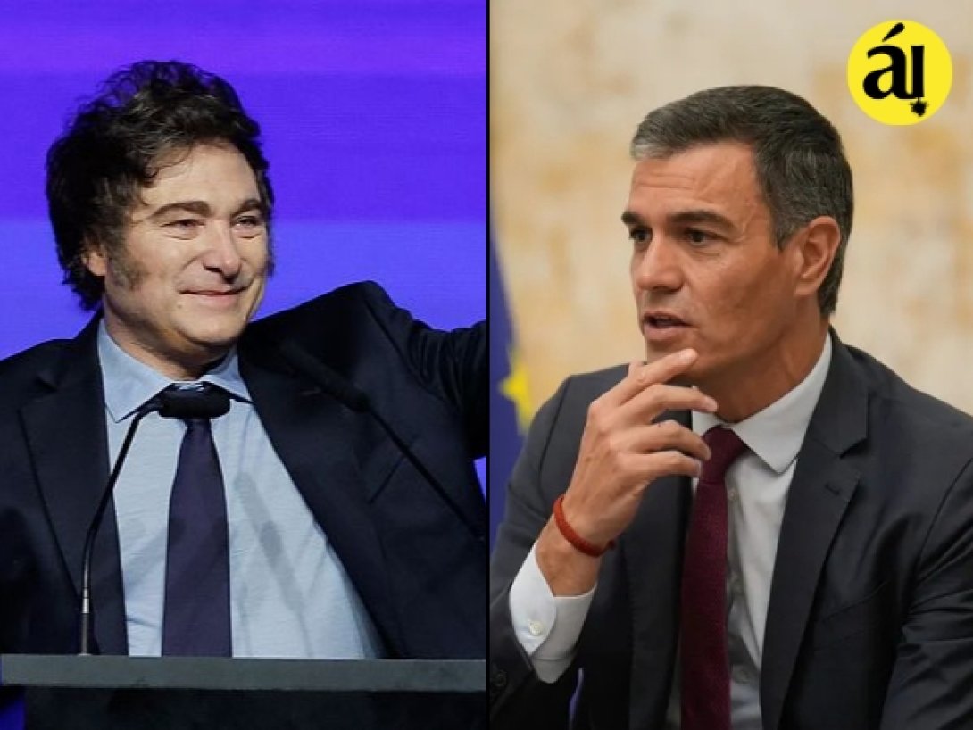 Javier Milei  y Pedro Sánchez.