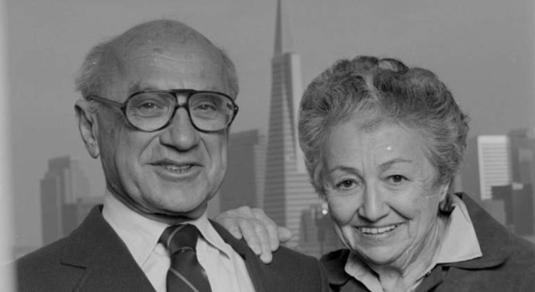 Rose y Milton Friedman, Premios Nobel de Economía 1976.