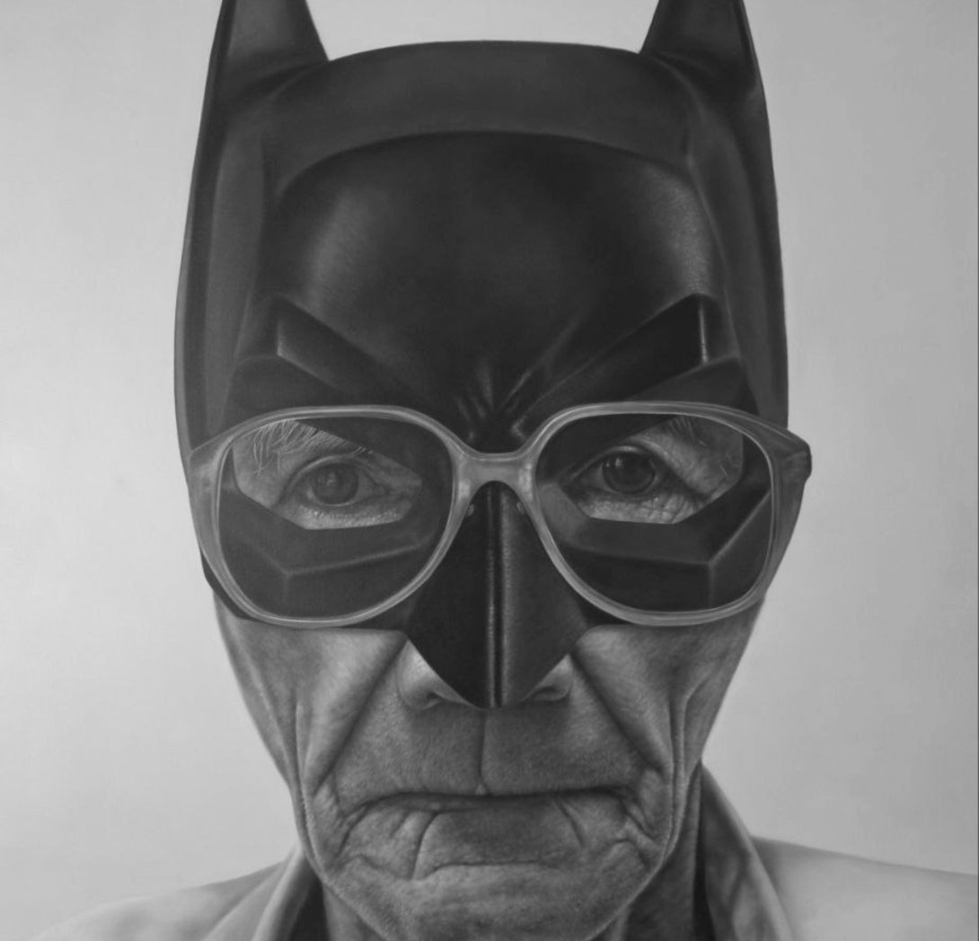 Obra de la serie "ID", de Abel Monagas Alfonso, hombre con máscara de Batman