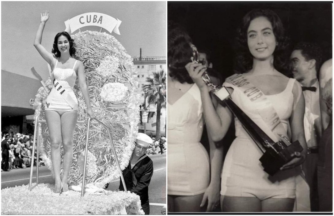 Irma Buesa y Flora Lauten, representantes de Cuba en Miss Universo en 1959 y 1960.
