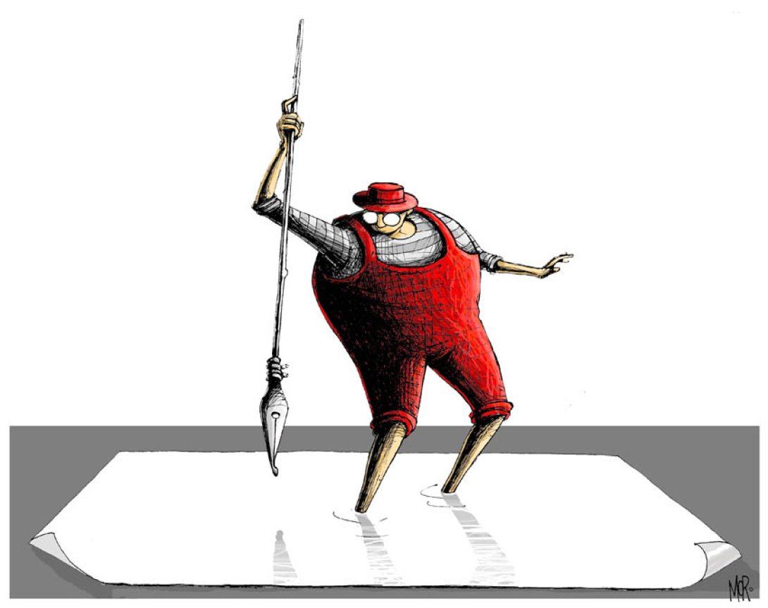 Papel en blanco, caricatura original de Michel Moro Gómez