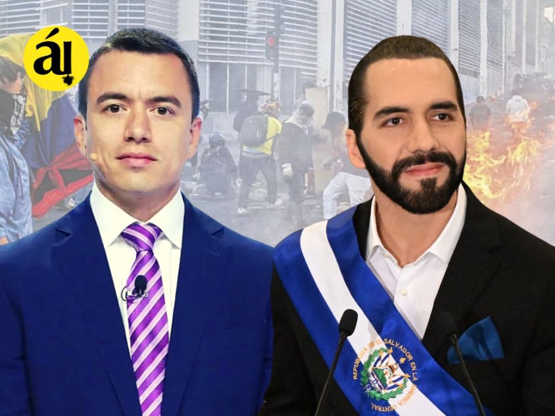 Los presidentes Daniel Noboa y Nayib Bukele.