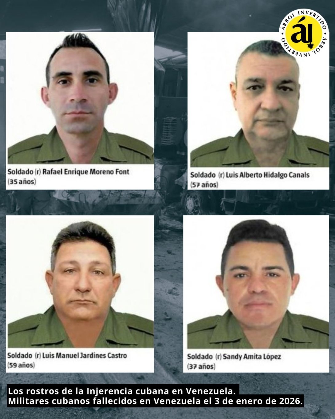 Militares cubanos muertos en Venezuela durante la captura de Nicolás Maduro (3 de enero de 2026).