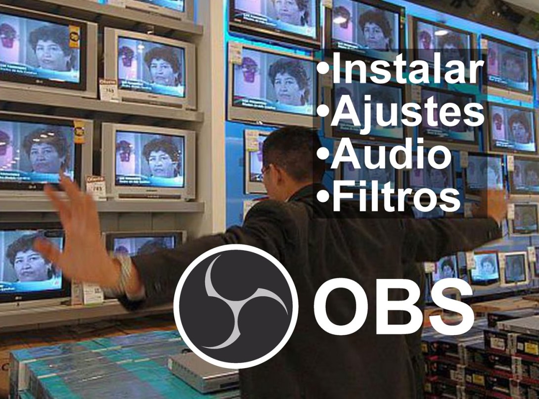 Estudio de TV y programa OBS para instalar ajustes transmitir audio