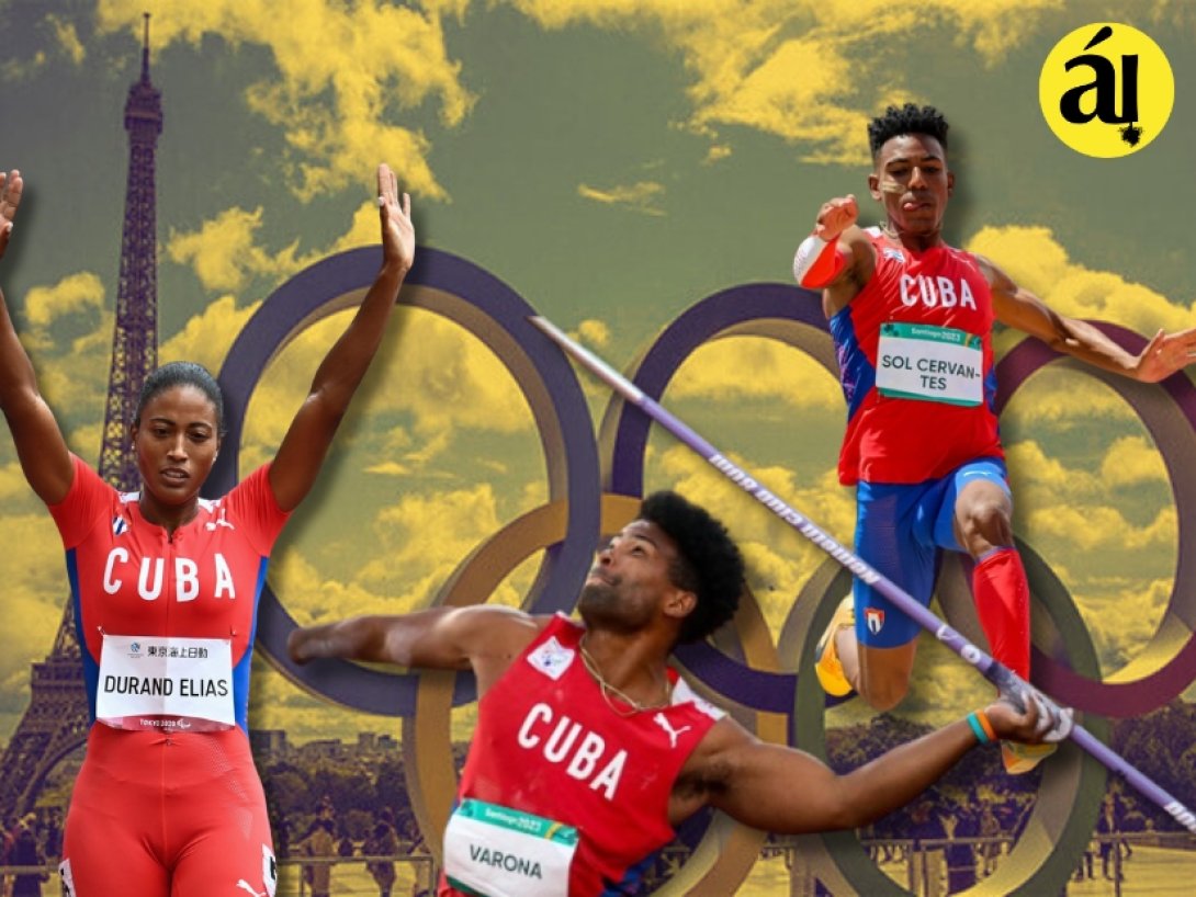 De izquierda a derecha: Omara Durand, Guillermo Varona y Robiel Yankiel Sol, atletas paralímpicos cubanos.