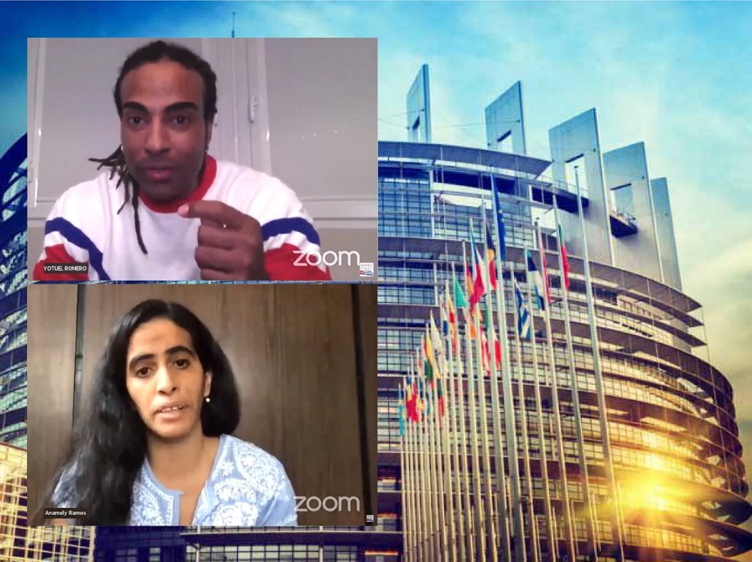 Yotuel y Anamely en el Parlamento europeo