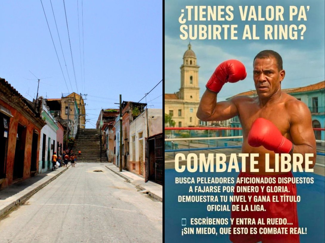Calle de Santiago de Cuba y promoción de peleas clandestinas por dinero en esa ciudad (2025).