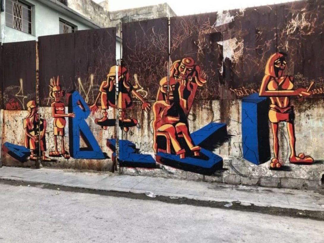 Grafiti "Personajes callejeros", de Abepi (Cuba).