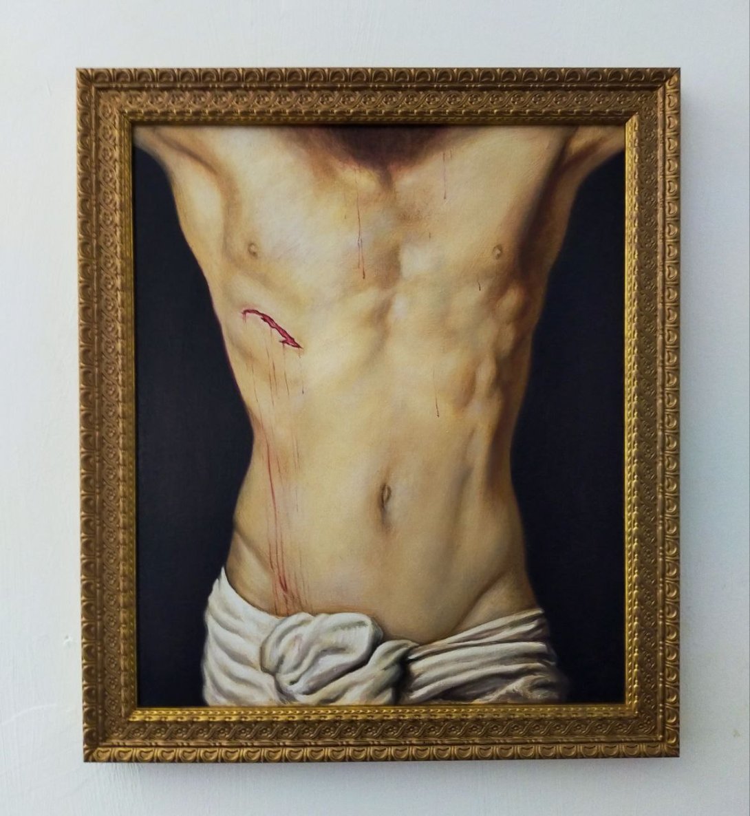Obra pictórica que muestra a Cristo con una cicatriz en forma de Cuba