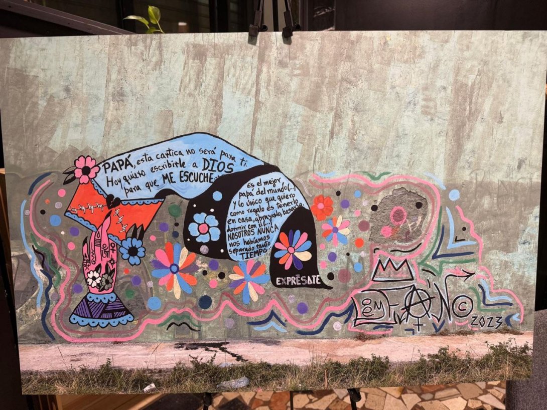 Foto de una de las obras realizadas durante la filmación del documental "Libres por derecho".