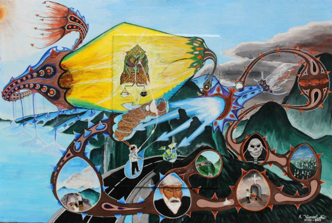 Obra del pintor mixe Ángel Vásquez Martínez