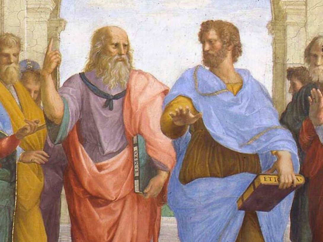 Platón y Sócrates en "La escuela de Atenas" de Rafael Sanzio (1510-1512), fragmento.