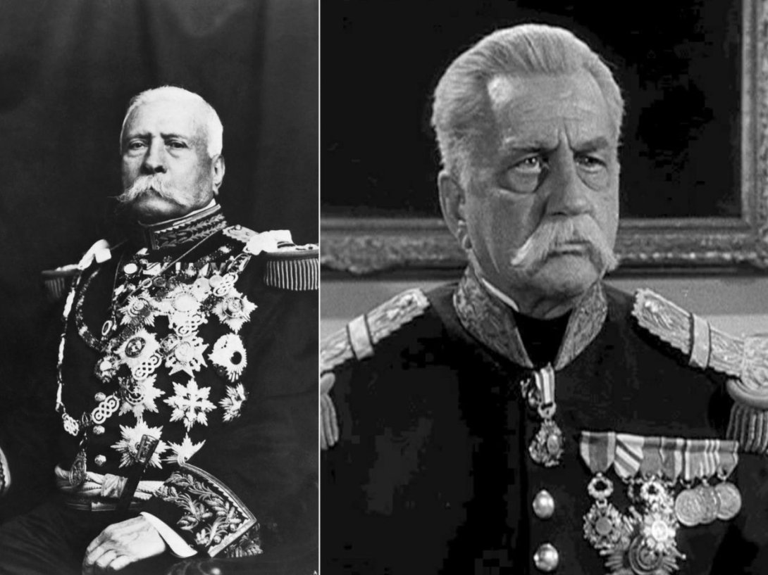 El dictador mexicano Porfirio Díaz y el actor estadounidense Fay Roope que lo interpreta en la película "¡Viva Zapata!" (1952) dirigida por Elia Kazan.