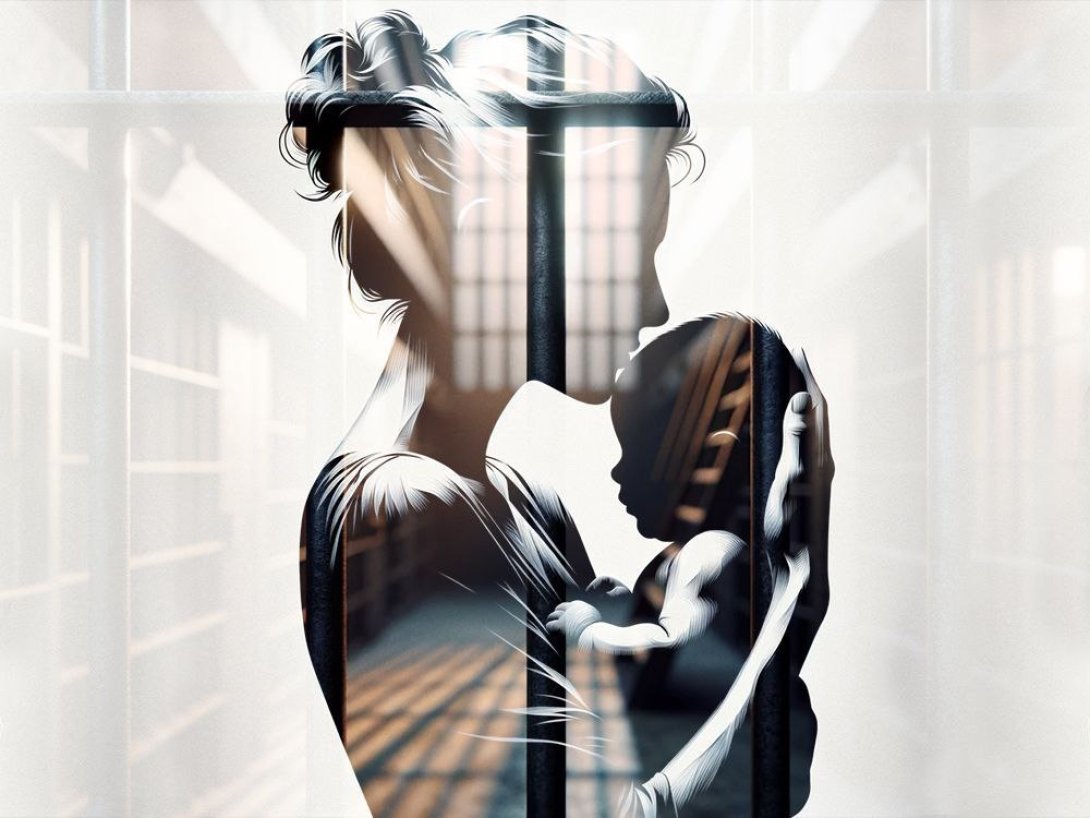 Sombra de una mujer besando a su hijo.