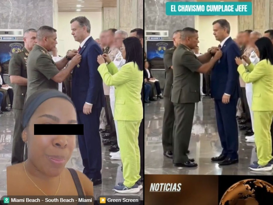 Publicaciones de las redes sociales que dan por verdadera la foto de la presidenta encargada de Venezuela, Delcy Rodríguez, condecorando a John Ratcliffe, director de la CIA (enero de 2026).
