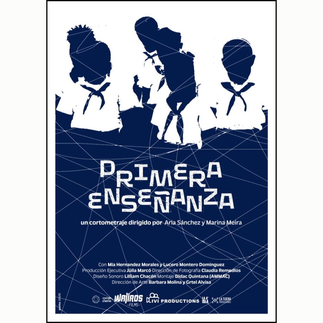 Cartel del cortometraje cubano independiente de ficción "Primera enseñanza" (2025) de Aria Sánchez y Marina Meira. Autor: Potto.