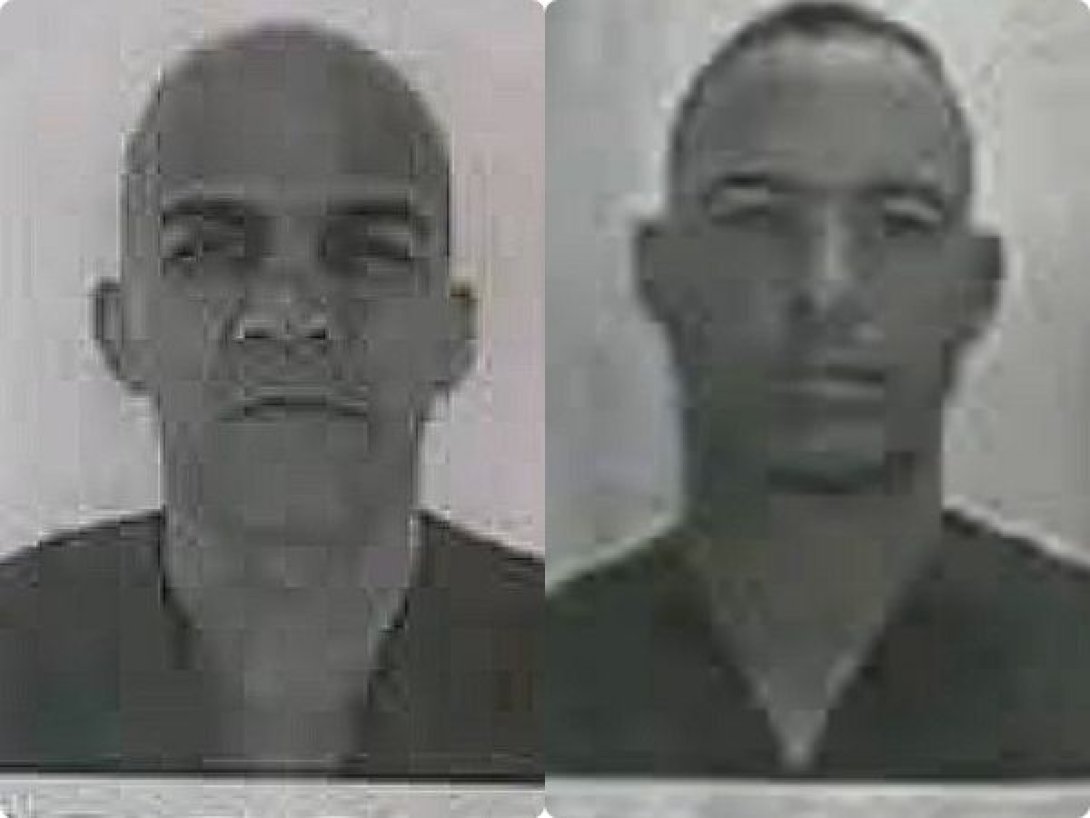 Imágenes en blanco y negro de los presos peligrosos Ángel Luis Torres Santana e Idalberto Pérez Olivera, fugados de la prisión Canaleta en Ciego de Ávila.