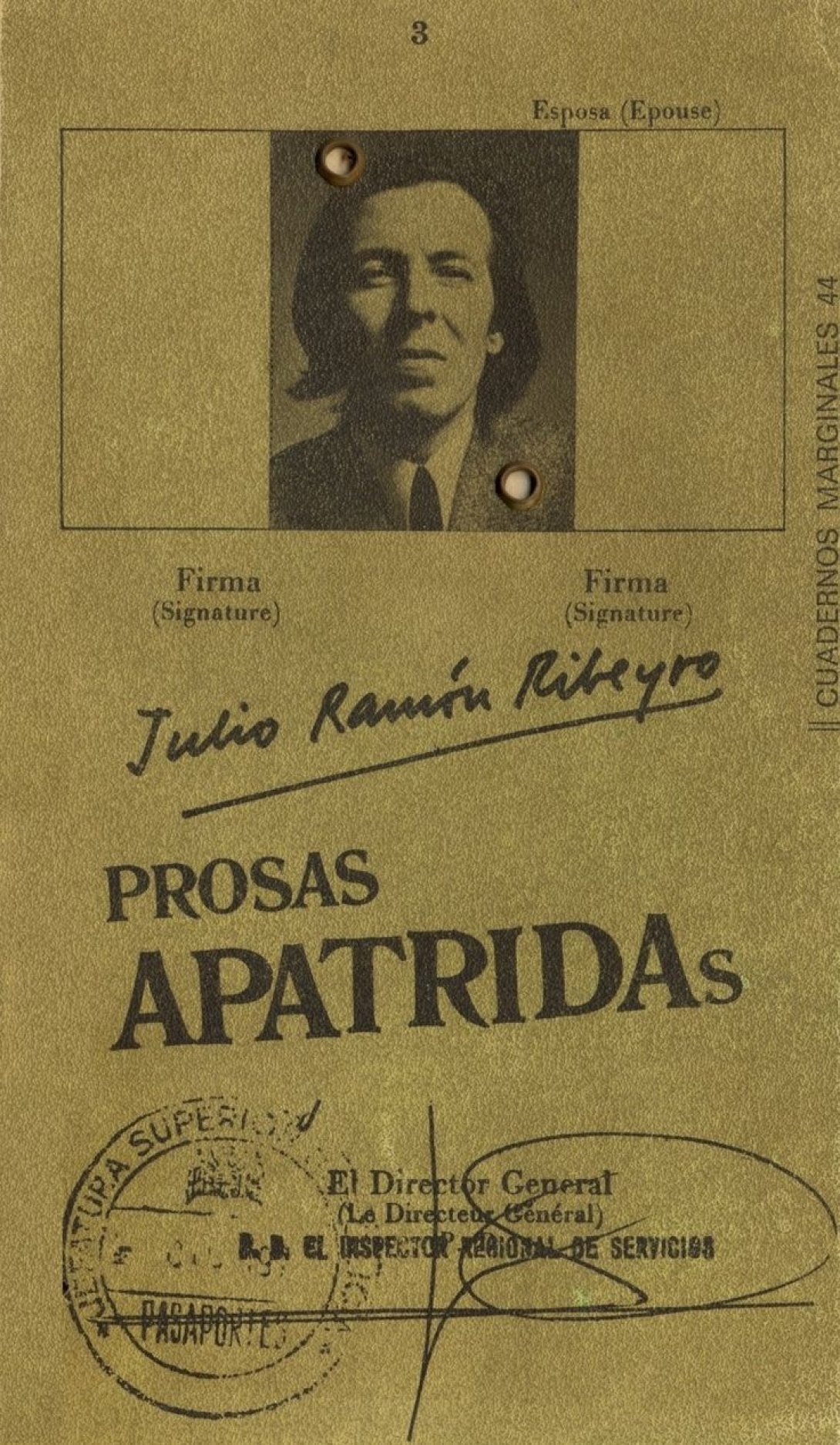 Cubierta de la primera edición de "Prosas apátridas" (1975) del escritor peruano Julio Ramón Ribeyro.
