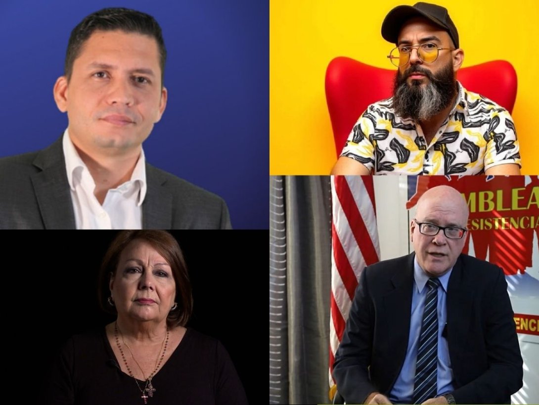 Los opositores cubanos Eliécer Ávila, Alexander Otaola, Orlando Gutiérrez Boronat y Ninoska Pérez.