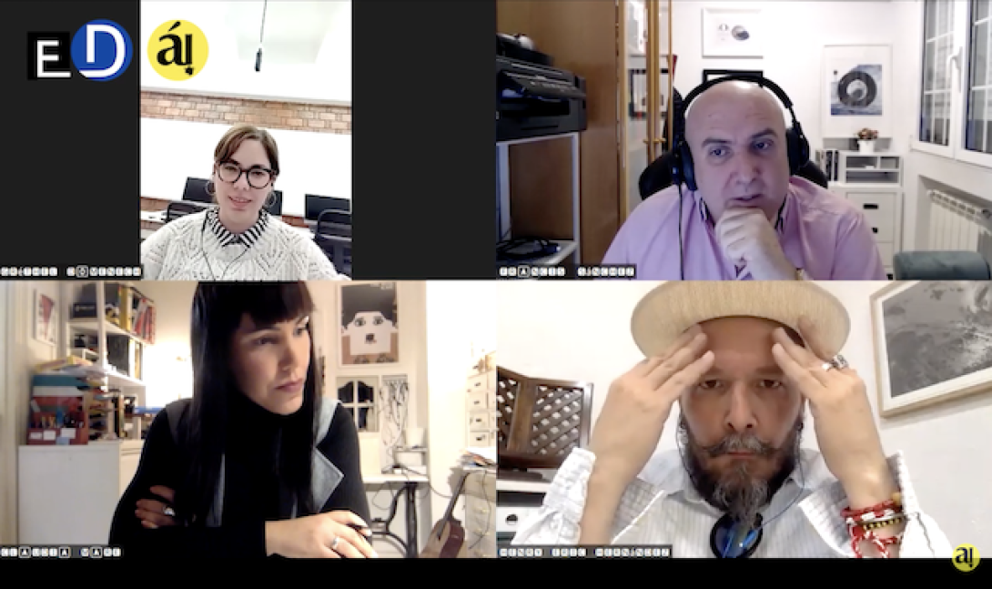 Los intelectuales cubanos Grethel Domenech, Francis Sánchez, Claudia Marrero y Henry Eric Hernández.