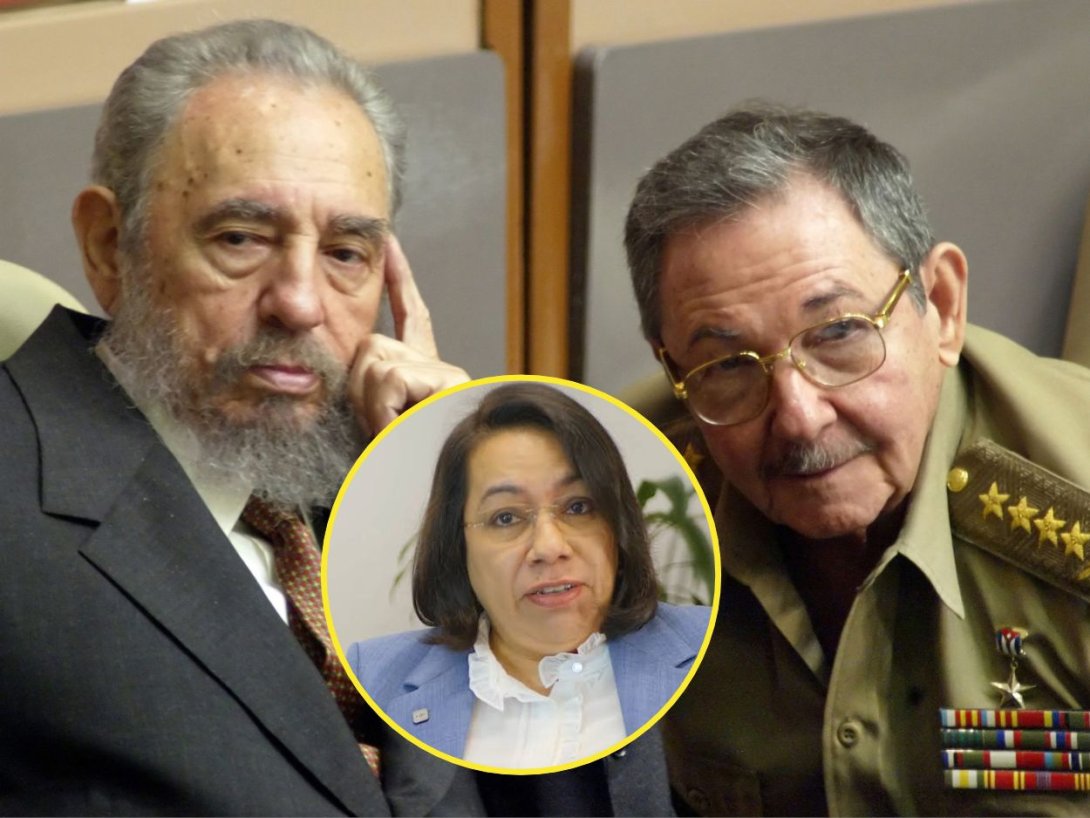 Fidel y Raúl Castro y Carolyn Rodrigues-Birkett.