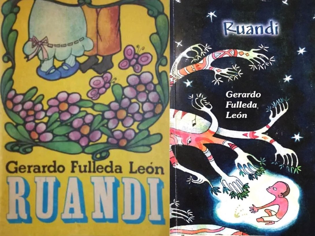 Cubiertas de dos ediciones de "Ruandi" (1988), obra teatral cubana de Gerardo Fulleda León.
