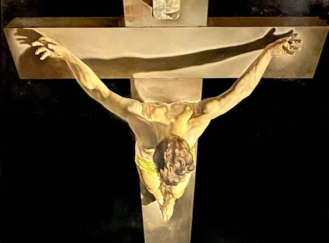 Salvador Dalí: "Cristo de San Juan de la Cruz" (1954), detalle.