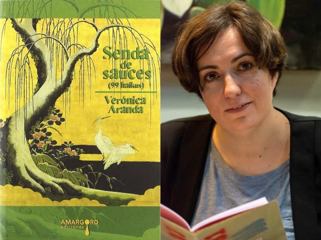 Poemario "Senda de sauces" (2011) y su autora Verónica Aranda.
