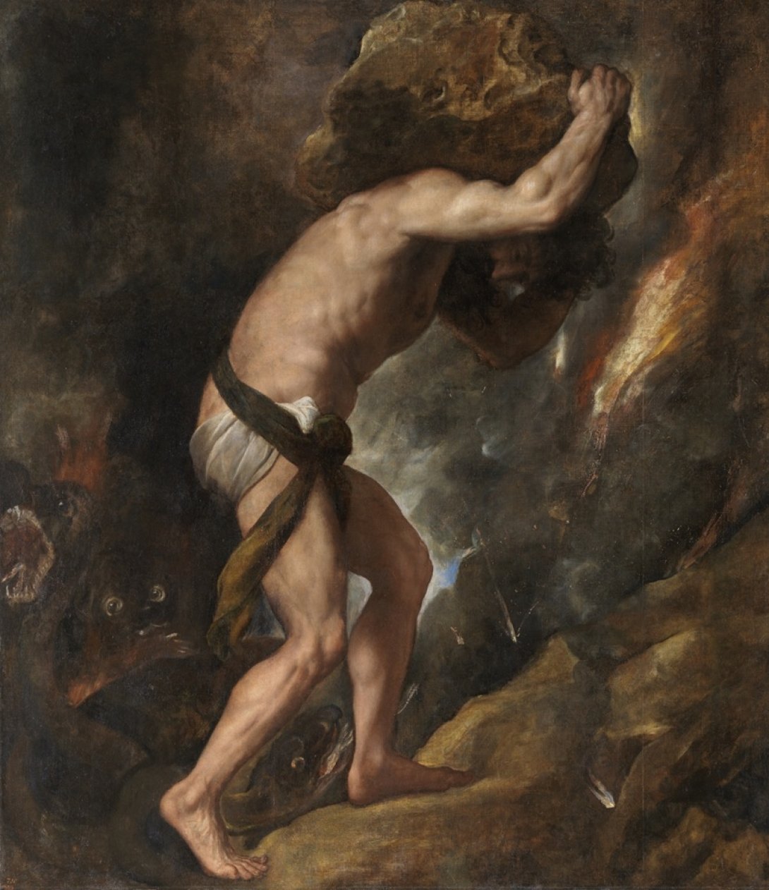 "Sísifo" (1548 - 1549), óleo de Vecellio di Gregorio Tiziano, Museo del Prado.