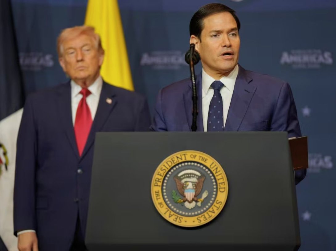 Donald Trump y Marco Rubio en la cumbre "Escudo de las Américas" (7 de marzo de 2026).