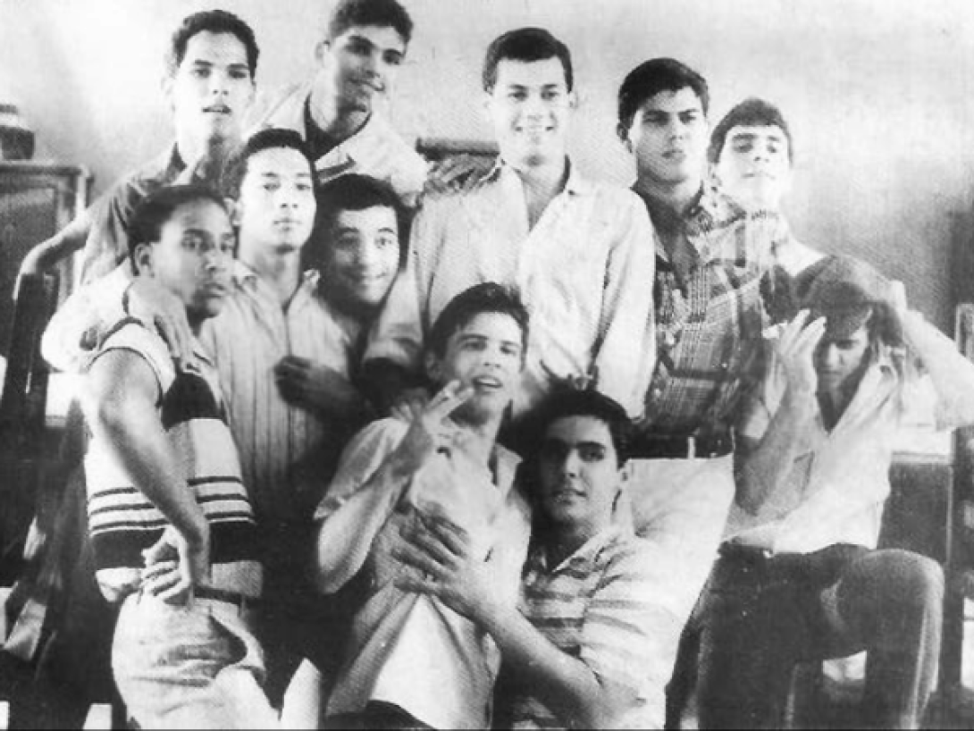 Jorge Luis Álvarez y parte del elenco del filme cubano "Una novia para David" (1985), de Orlando Rojas.