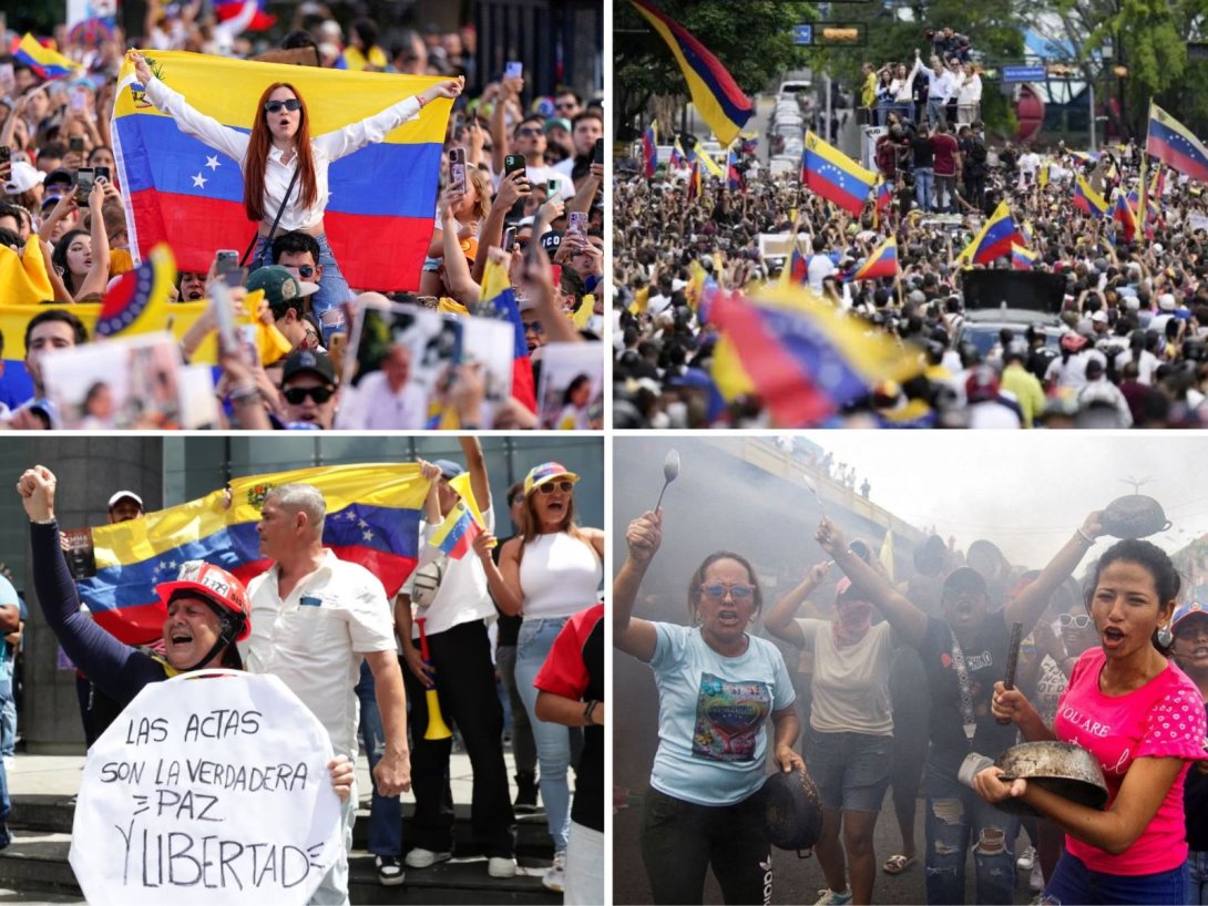 Collage. Protestas en Venezuela tras elecciones 2024