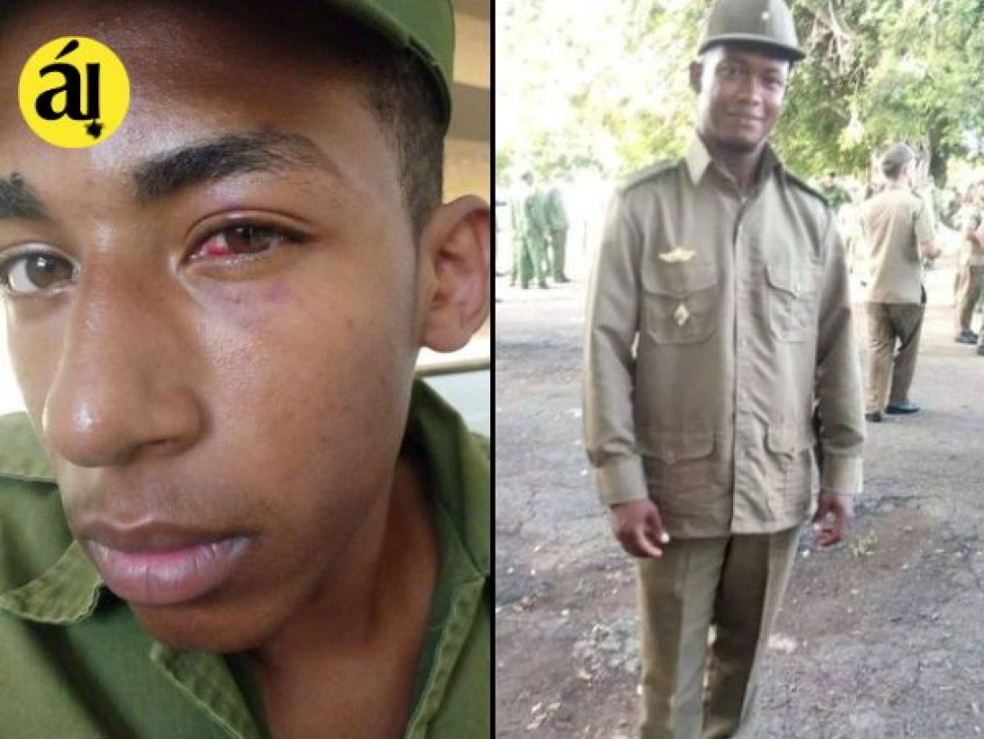 Joven Yoandry García López (izquierda) y el oficial que le propinó una golpiza (derecha).