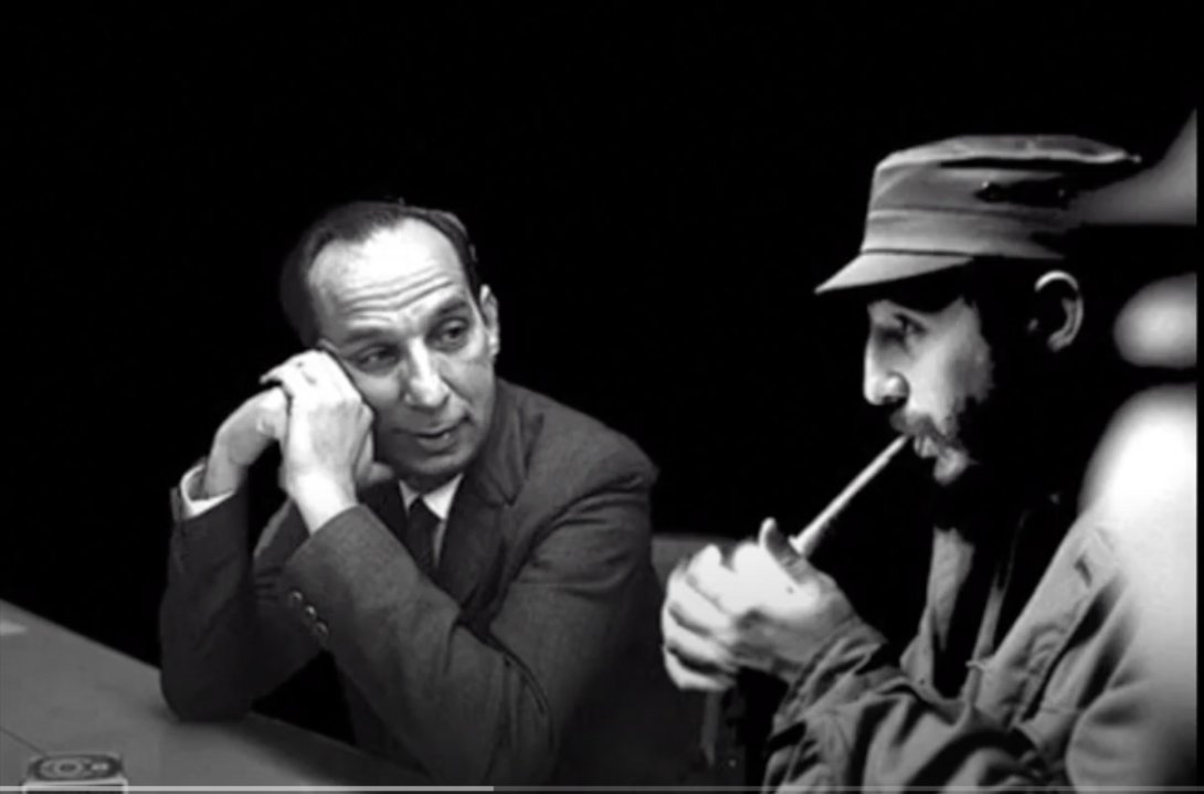 Piñera y Fidel Castro durante el congreso de educación y cultura