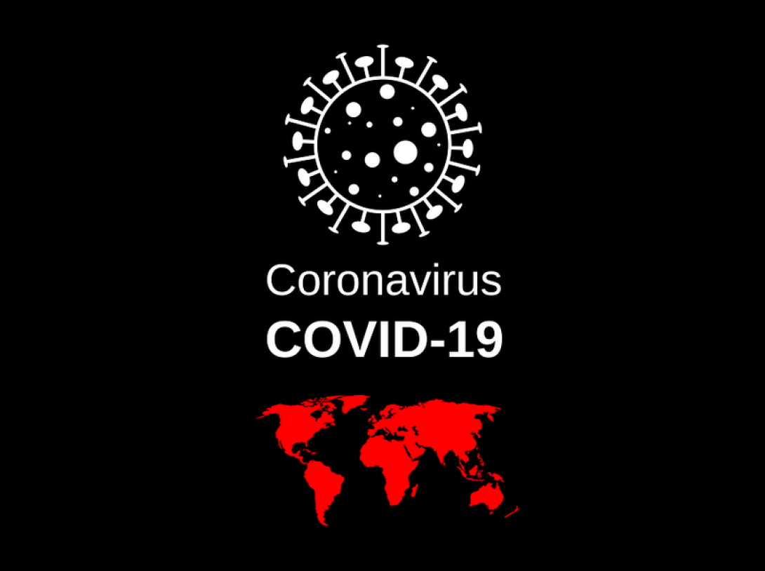 Coronavirus sobre mapa del mundo.