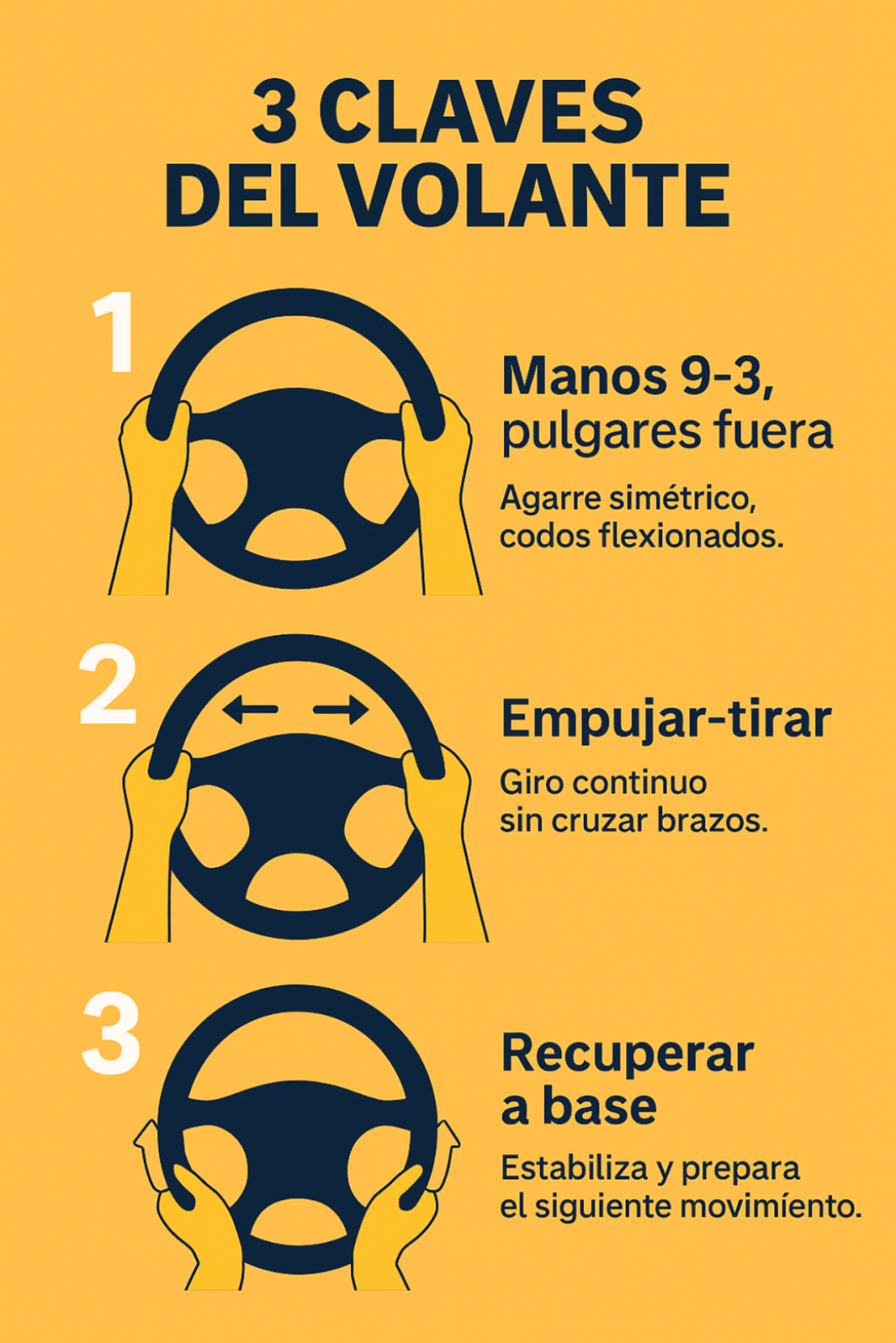 Infografía. Las 3 claves del manejo del volante al conducir