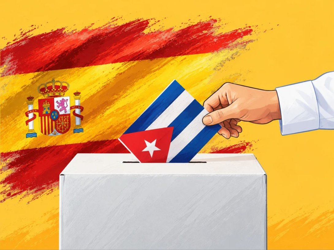 Voto de cubanos nacionalizados en las elecciones generales de España. Alegoría visual.