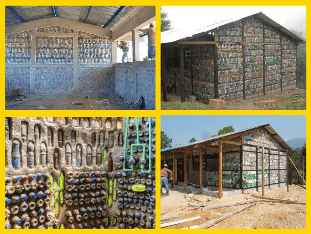 Ejemplos de diferentes estructuras construidas a partir de ecoladrillos.