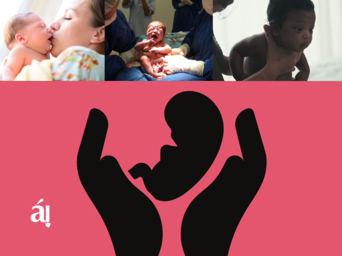 Mujeres junto a sus bebés luego del parto.