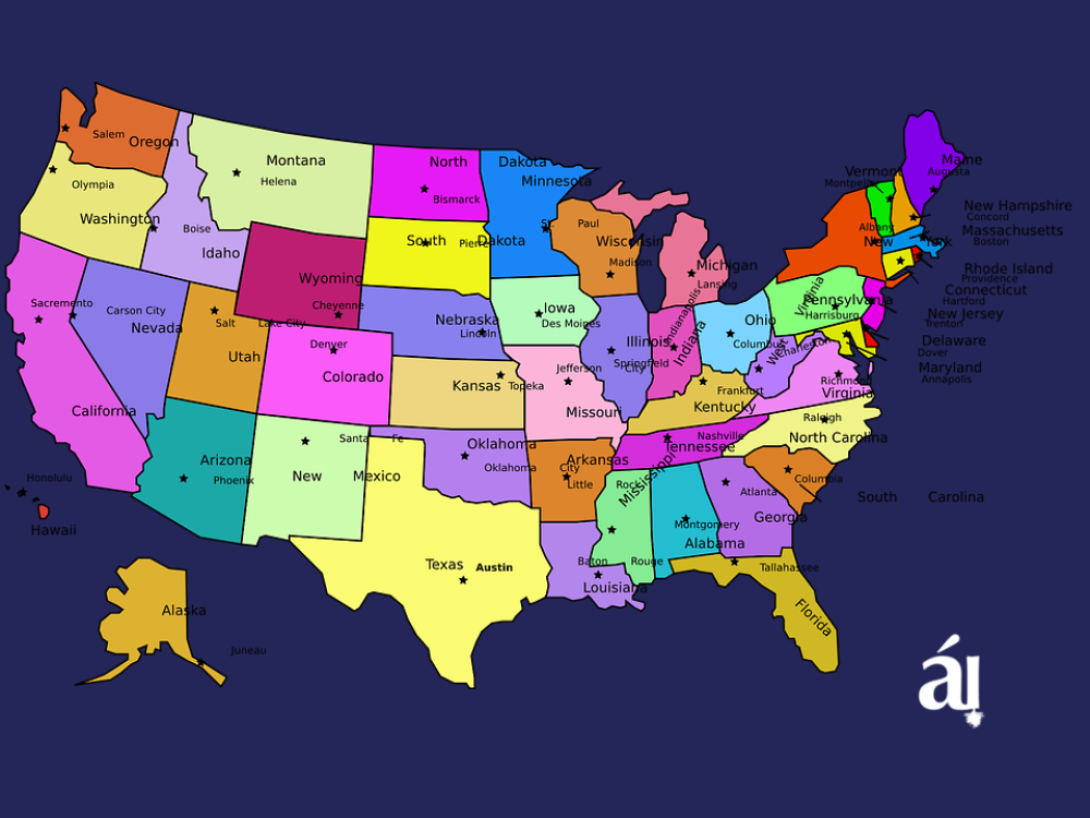 Mapa de Estados Unidos.