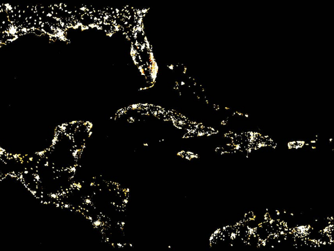 Mapa satelital de Cuba.