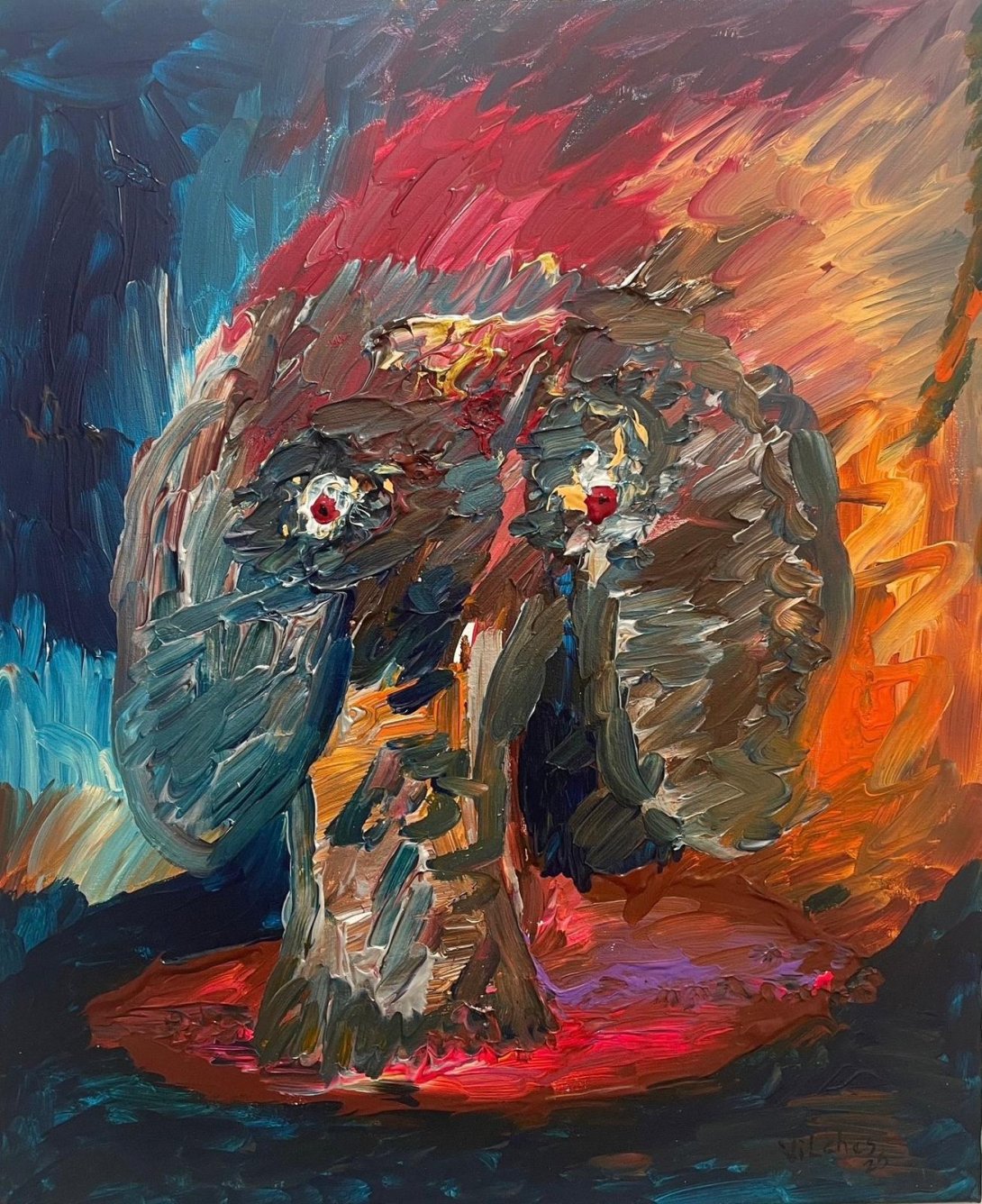 "Por el ojo del pajar" de Rafael Vilches Proenza. Acrílico sobre lienzo. 50 x 60 cm.