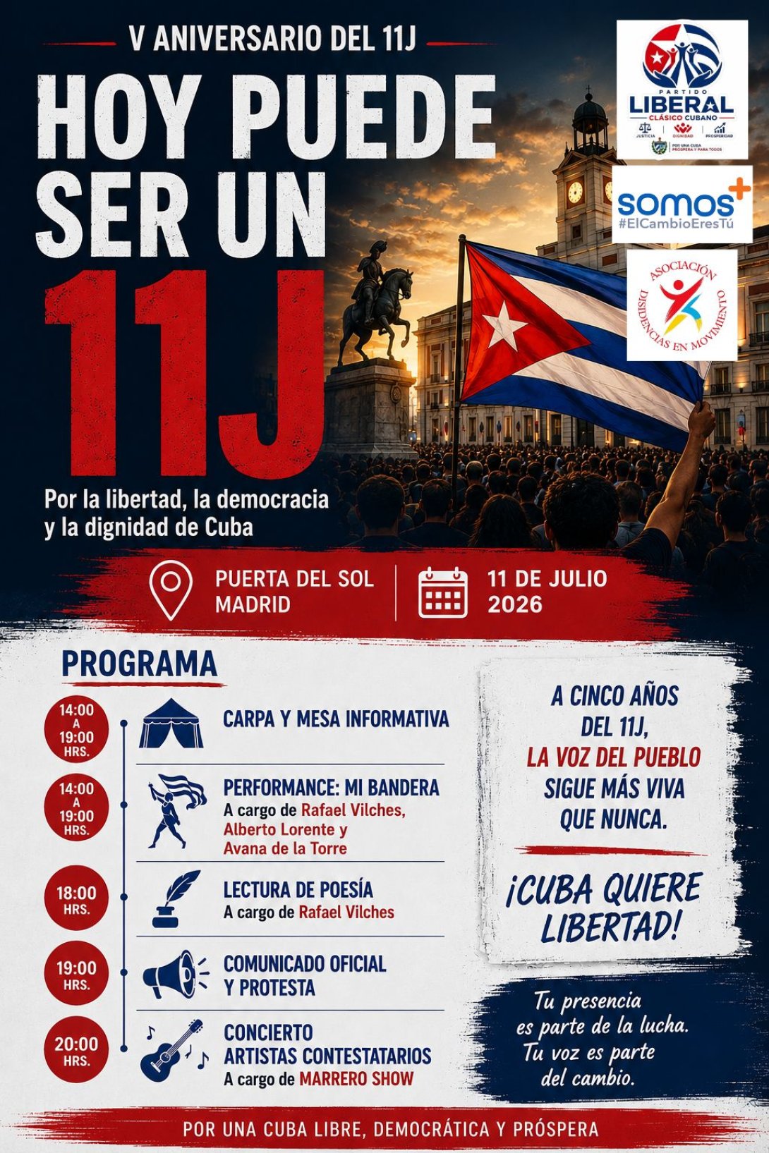 Programa de la jornada pública “Hoy puede ser un 11J” en Madrid (11 de julio de 2026).