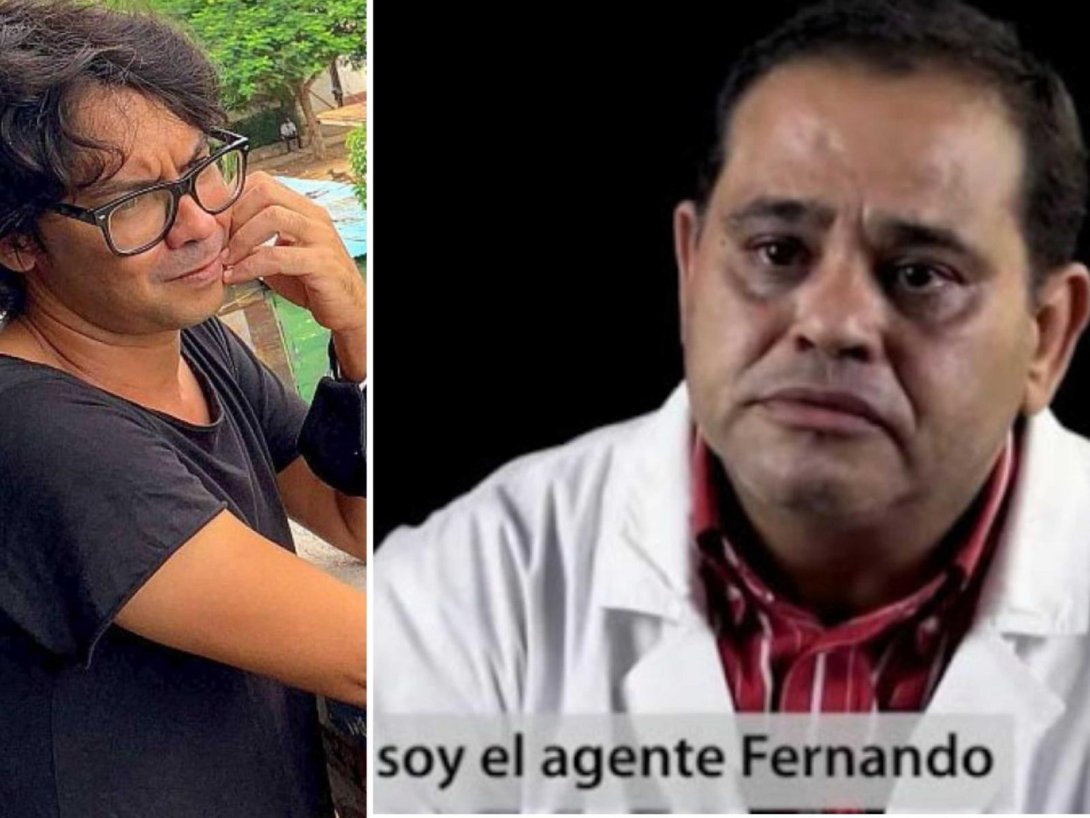 El dramaturgo Yunior García y el "agente Fernando" de la Seguridad del Estado.