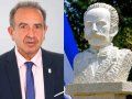Darío Antonio Piñeiro López, alcalde de Láncara y busto de José Martí colocado en la Casa Museo Ángel Castro. 