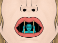Ilustración: persona encarcelada en la boca de otra persona.