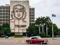 Imagen generada con inteligencia artificial en la que se sustituye la efigie del Che Guevara por la de Donald Trump en la Plaza de la Revolución, La Habana.