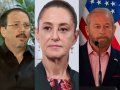 El coronel Raúl Castro Espín, la presidenta de México, Claudia Sheinbaum, y el diplomático estadounidense Ronald Johnson.