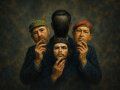 Máscaras políticas de Fidel Castro, Ernesto Che Guevara y Hugo Chávez.